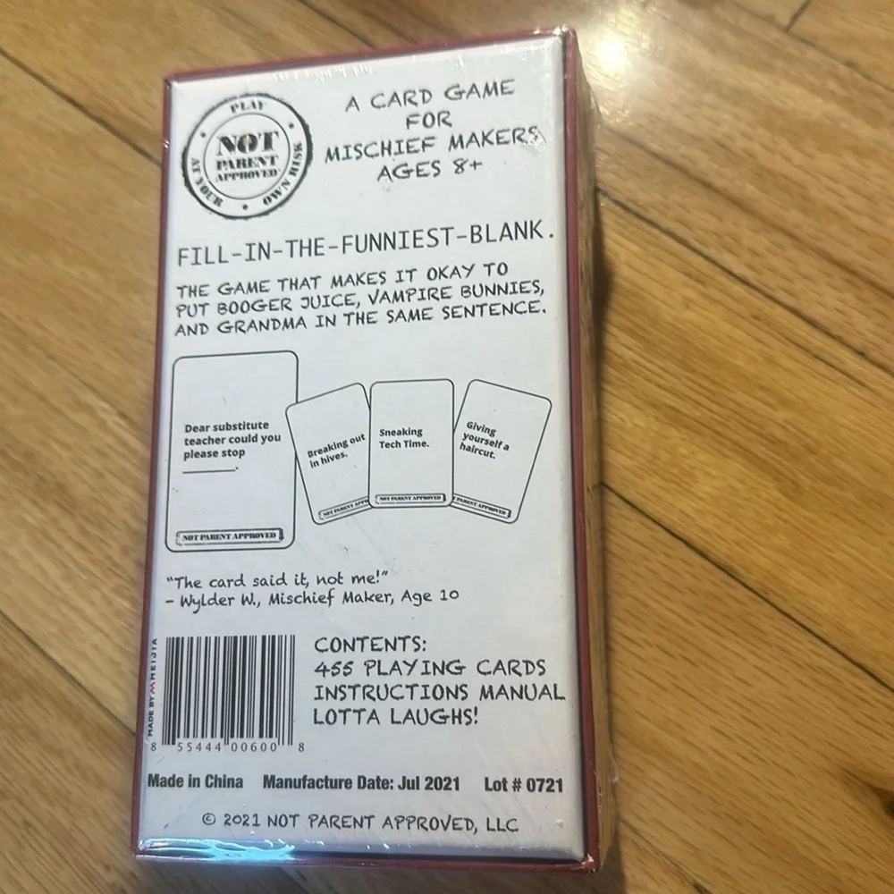 NWT Not Parent Approved Card Game